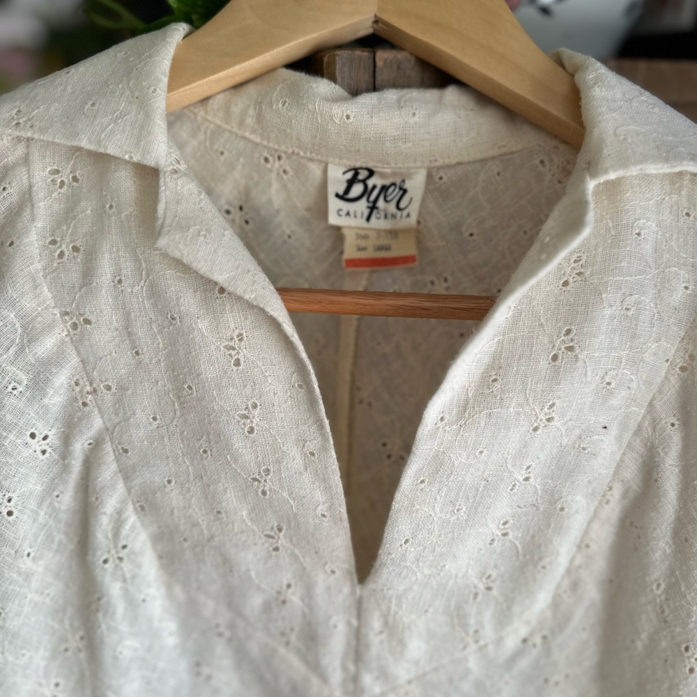 70’s Vintage Eyelet Lace Tunic Byer California Cream Eyelet Blouse